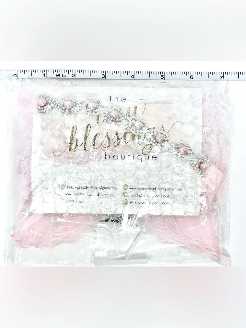 Newborn Baby Angel Wings Pink Feather Halo Rhinestone Photo Prop